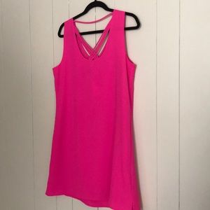 NWT hot pink V neck shift dress in Size L